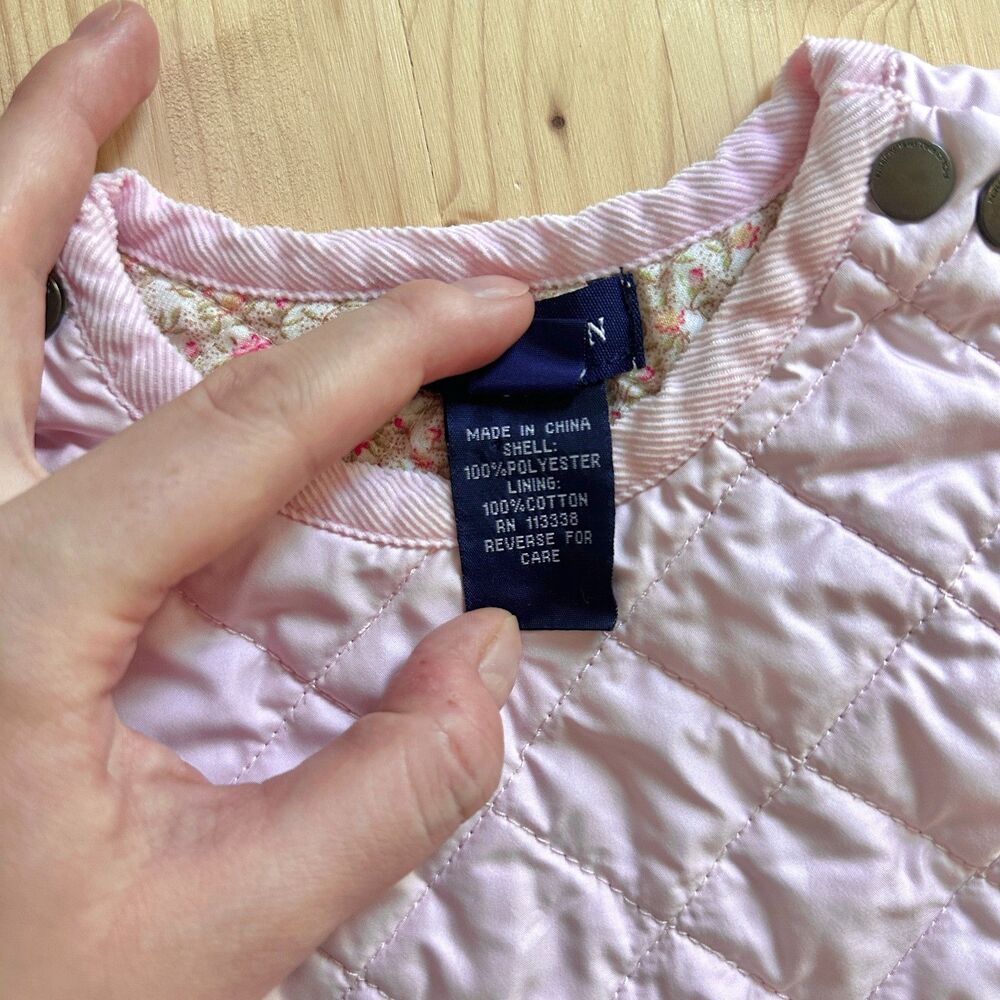 Pastel pink quilted Ralph Lauren sleeveless pinafore jumper dress size 9M